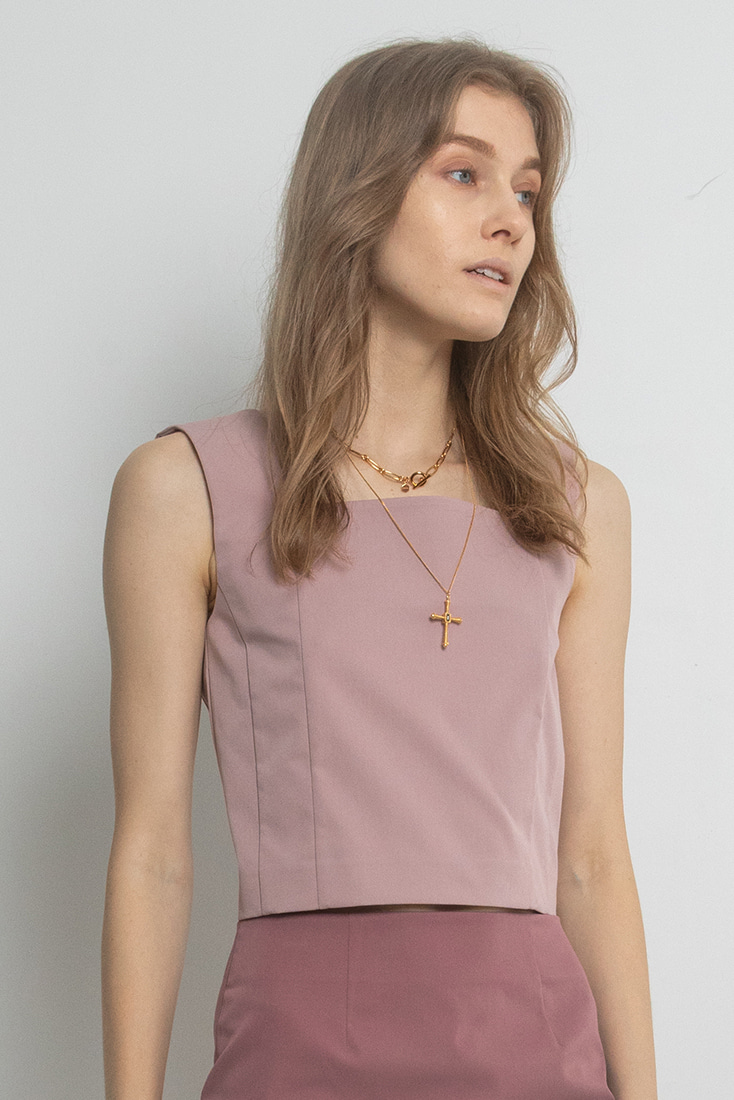 Square Neck Top - Dust Pink