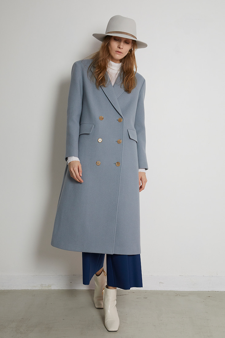Tailored Wool Coat - Blue
