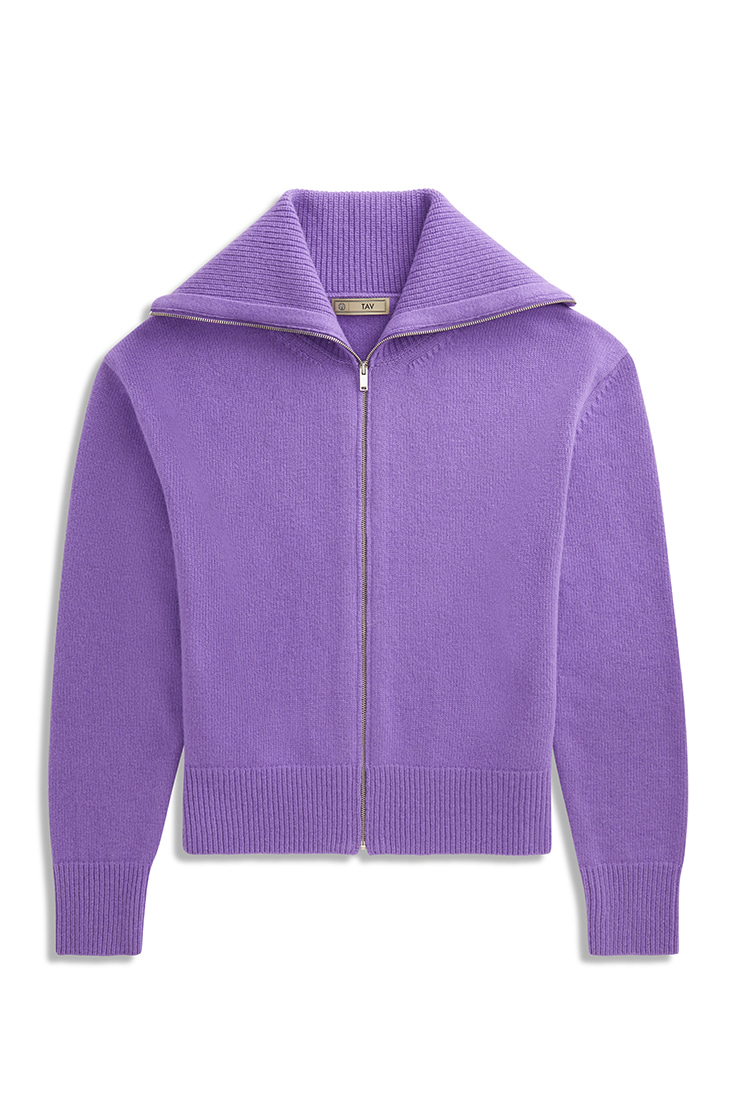 Soft Mohair knit zip-up - Purple