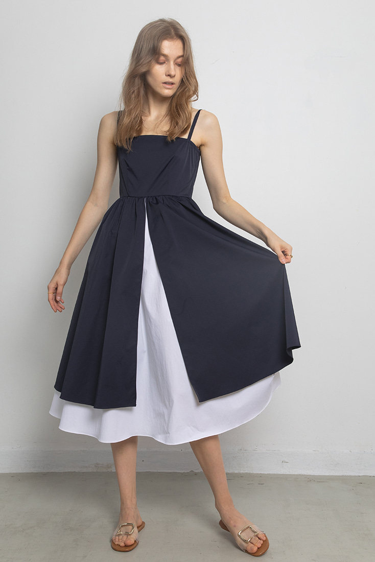 Double Layer Classic Dress - Navy