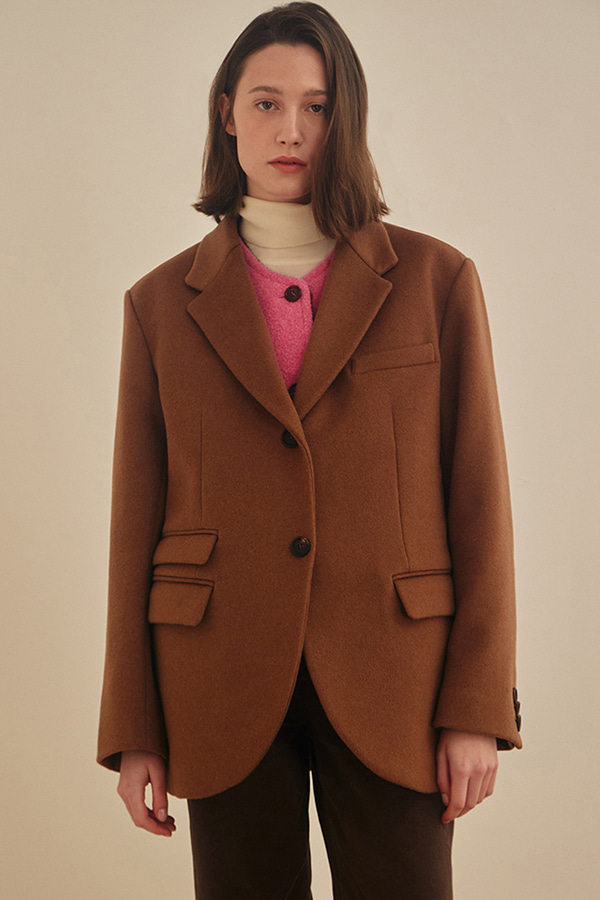 Tailored Wool Cashmere Half coat - Brown