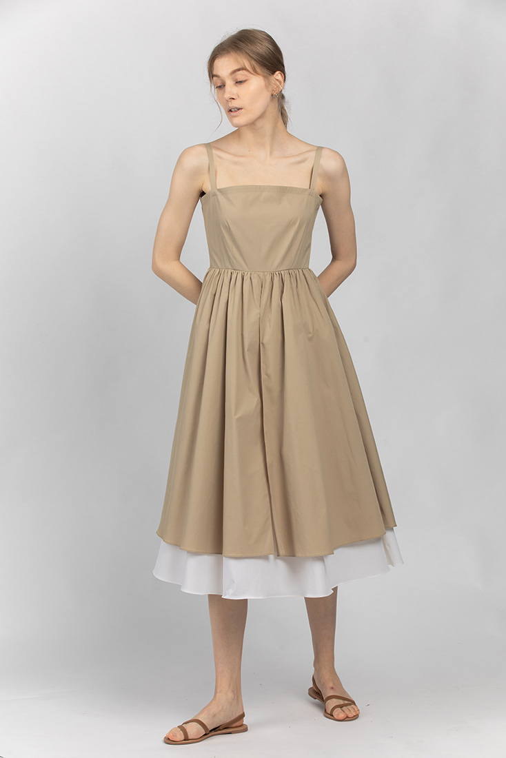 Double Layer Classic Dress - Beige