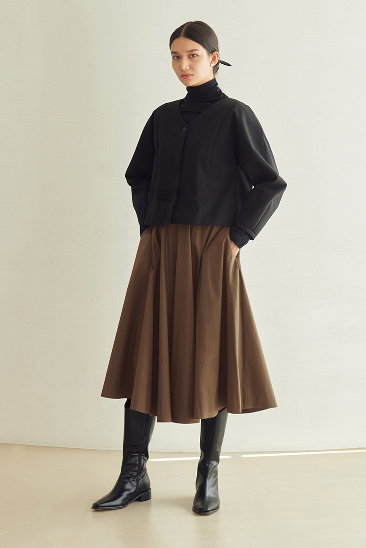 High quality flared culottes - Brown